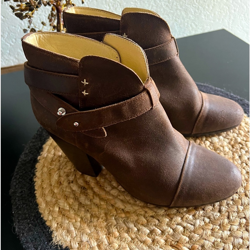 RAG & BONE HARROW BROWN DISTRESSED LEATHER ANKLE BOOTS SIZE EU 39 - Picture 4 of 12